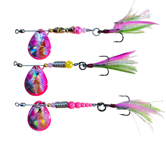 JBS4104SS-2 "Pink Perch Trio" - #2 Colorado Blade Spinner Set