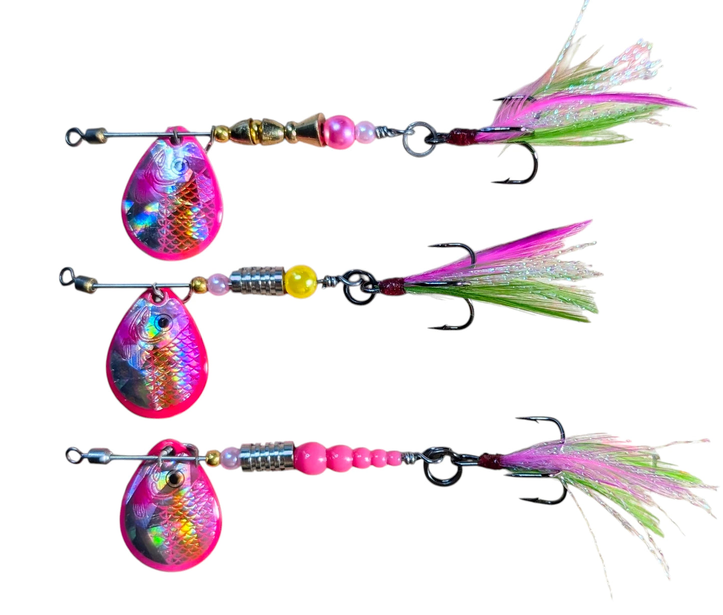 JBS4104SS-2 "Pink Perch Trio" - #2 Colorado Blade Spinner Set