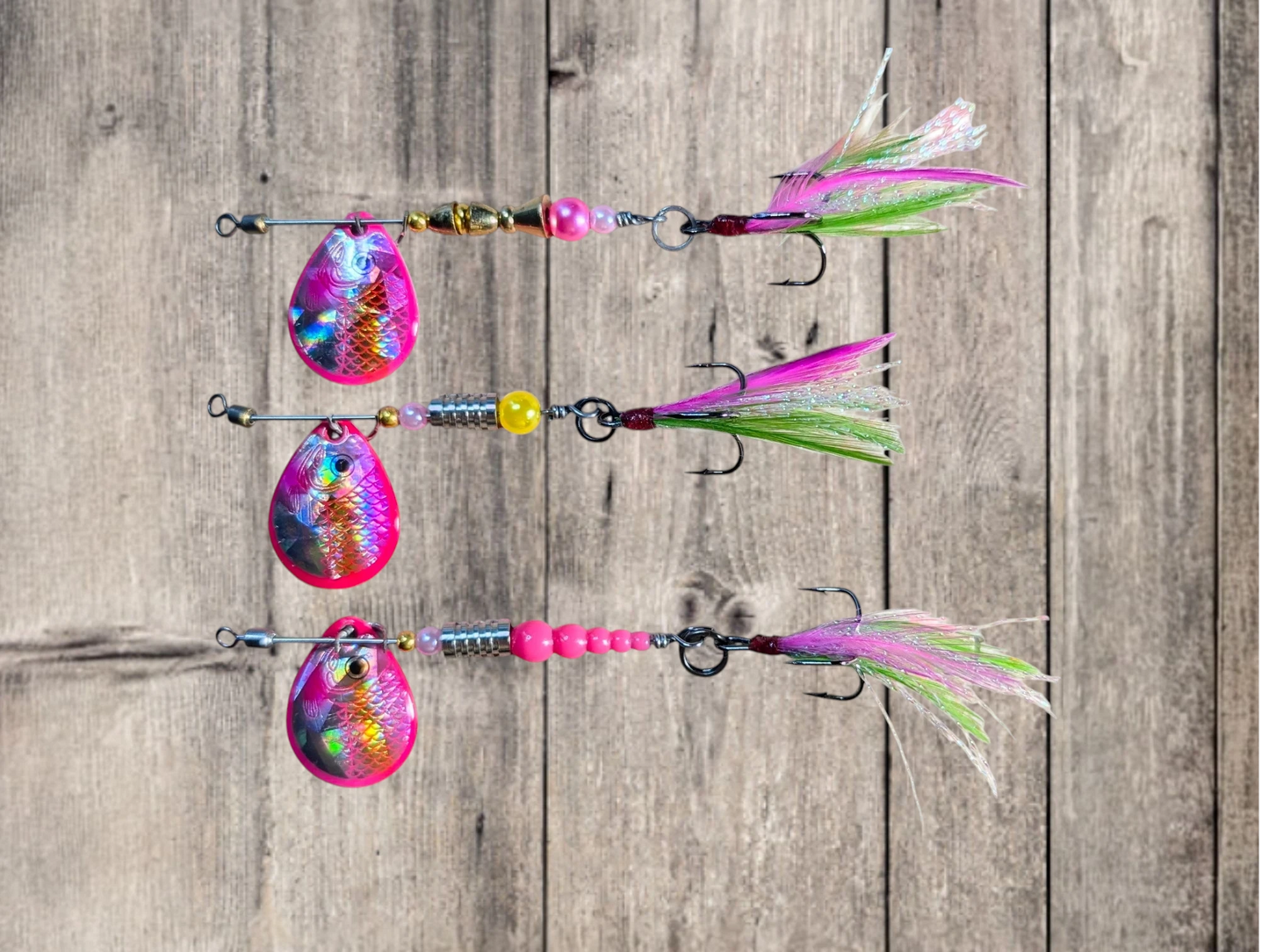 JBS4104SS-2 "Pink Perch Trio" - #2 Colorado Blade Spinner Set