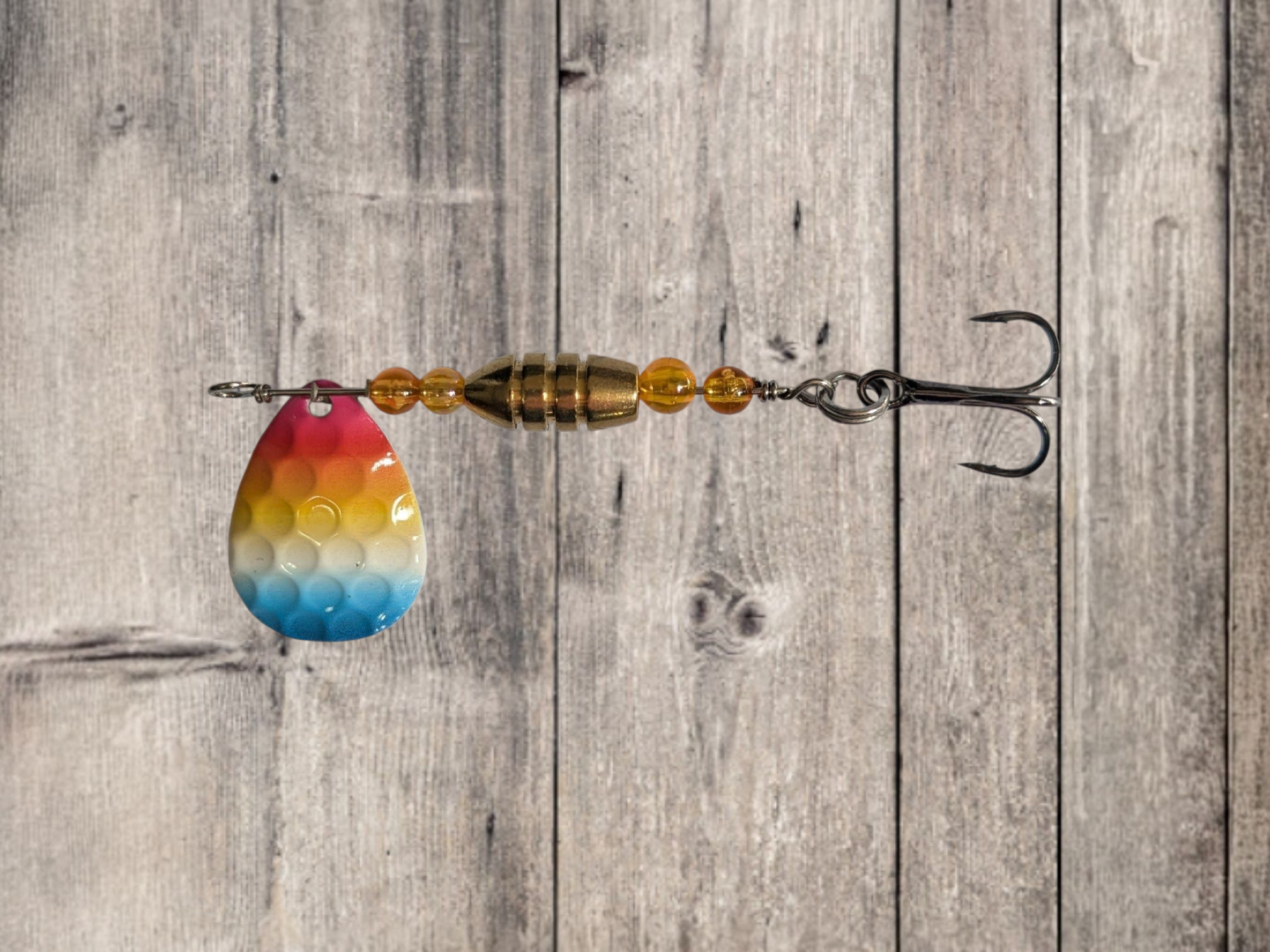 Multi-color #3 Colorado Blade Spinner  with orange beads and brass body