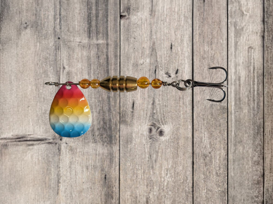 Multi-color #3 Colorado Blade Spinner  with orange beads and brass body